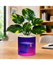 Artificial Tree Ceramic Photo Pot With White Stones 3x4 Inch (F165175)