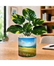 Artificial Tree Ceramic Photo Pot With White Stones 3x4 Inch (F165179)