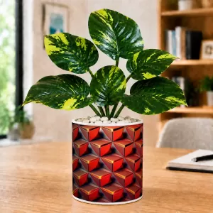 Artificial Tree Ceramic Photo Pot With White Stones 3x4 Inch (F165182)