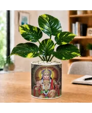 Artificial Tree Ceramic Photo Pot With White Stones 3x4 Inch (F165185)