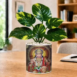 Artificial Tree Ceramic Photo Pot With White Stones 3x4 Inch (F165185)