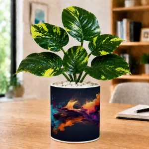 Artificial Tree Ceramic Photo Pot With White Stones 3x4 Inch (F165191)