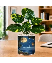 Artificial Tree Ceramic Photo Pot With White Stones 3x4 Inch (F165197)