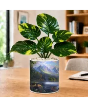 Artificial Tree Ceramic Photo Pot With White Stones 3x4 Inch (F165199)