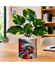 Artificial Tree Ceramic Photo Pot With White Stones 3x4 Inch (F165200)
