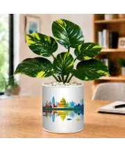 Artificial Tree Ceramic Photo Pot With White Stones 3x4 Inch (F165201)
