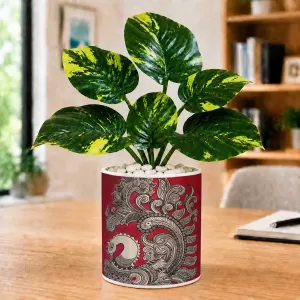 Artificial Tree Ceramic Photo Pot With White Stones 3x4 Inch (F165204)