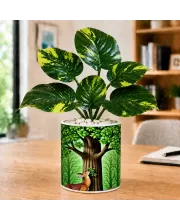 Artificial Tree Ceramic Photo Pot With White Stones 3x4 Inch (F165205)