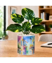 Artificial Tree Ceramic Photo Pot With White Stones 3x4 Inch (F165206)