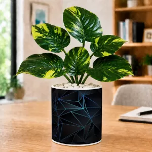Artificial Tree Ceramic Photo Pot With White Stones 3x4 Inch (F165211)
