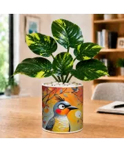 Artificial Tree Ceramic Photo Pot With White Stones 3x4 Inch (F165214)