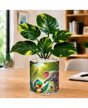 Artificial Tree Ceramic Photo Pot With White Stones 3x4 Inch (F165218)