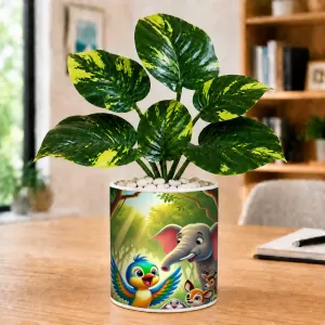 Artificial Tree Ceramic Photo Pot With White Stones 3x4 Inch (F165218)