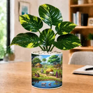Artificial Tree Ceramic Photo Pot With White Stones 3x4 Inch (F165220) Artificial Tree Ceramic Photo Pot With White Stones 3x4 Inch (F165220)