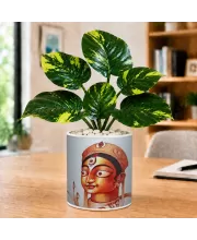 Artificial Tree Ceramic Photo Pot With White Stones 3x4 Inch (F165223)