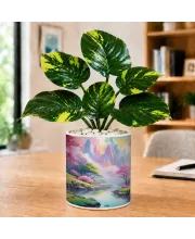 Artificial Tree Ceramic Photo Pot With White Stones 3x4 Inch (F165226)