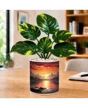 Artificial Tree Ceramic Photo Pot With White Stones 3x4 Inch (F165227)