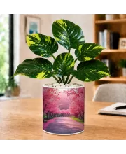 Artificial Tree Ceramic Photo Pot With White Stones 3x4 Inch (F165230)