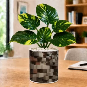 Artificial Tree Ceramic Photo Pot With White Stones 3x4 Inch (F165232)