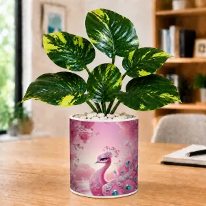 Artificial Tree Ceramic Photo Pot With White Stones 3x4 Inch (F165238)