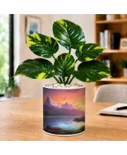 Artificial Tree Ceramic Photo Pot With White Stones 3x4 Inch (F165242)