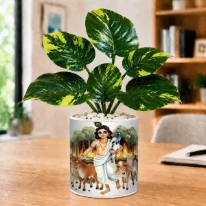 Artificial Tree Ceramic Photo Pot With White Stones 3x4 Inch (F165244) Artificial Tree Ceramic Photo Pot With White Stones 3x4 Inch (F165244)