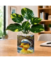 Artificial Tree Ceramic Photo Pot With White Stones 3x4 Inch (F165247)