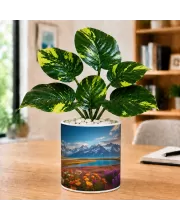 Artificial Tree Ceramic Photo Pot With White Stones 3x4 Inch (F165251)