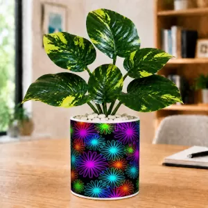 Artificial Tree Ceramic Photo Pot With White Stones 3x4 Inch (F165252)