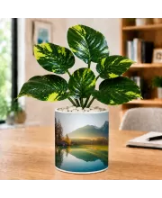 Artificial Tree Ceramic Photo Pot With White Stones 3x4 Inch (F165253)