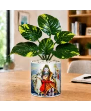 Artificial Tree Ceramic Photo Pot With White Stones 3x4 Inch (F165254)