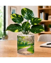 Artificial Tree Ceramic Photo Pot With White Stones 3x4 Inch (F165257)