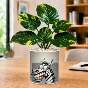 Artificial Tree Ceramic Photo Pot With White Stones 3x4 Inch (F165258)