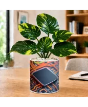 Artificial Tree Ceramic Photo Pot With White Stones 3x4 Inch (F165264)