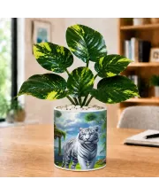 Artificial Tree Ceramic Photo Pot With White Stones 3x4 Inch (F165268)