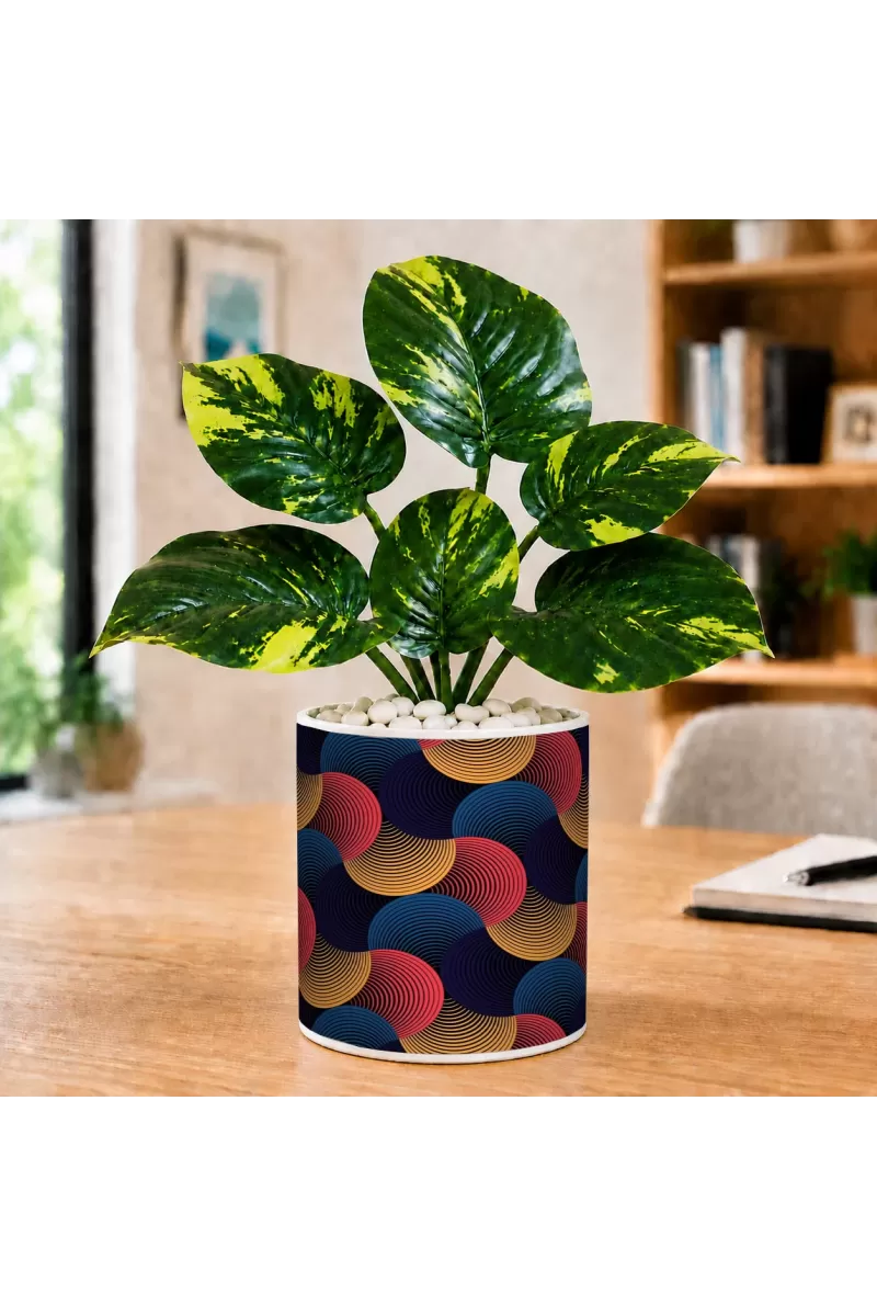 Artificial Tree Ceramic Photo Pot With White Stones 3x4 Inch (F165271)
