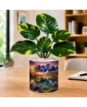 Artificial Tree Ceramic Photo Pot With White Stones 3x4 Inch (F165272)