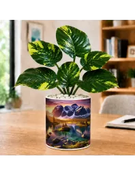 Artificial Tree Ceramic Photo Pot With White Stones 3x4 Inch (F165272)