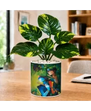 Artificial Tree Ceramic Photo Pot With White Stones 3x4 Inch (F165276)