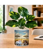 Artificial Tree Ceramic Photo Pot With White Stones 3x4 Inch (F165277)