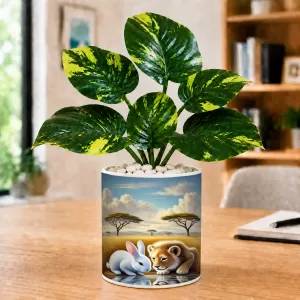 Artificial Tree Ceramic Photo Pot With White Stones 3x4 Inch (F165277) Artificial Tree Ceramic Photo Pot With White Stones 3x4 Inch (F165277)