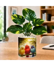Artificial Tree Ceramic Photo Pot With White Stones 3x4 Inch (F165281)