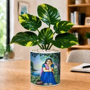 Artificial Tree Ceramic Photo Pot With White Stones 3x4 Inch (F165283) Artificial Tree Ceramic Photo Pot With White Stones 3x4 Inch (F165283)