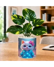 Artificial Tree Ceramic Photo Pot With White Stones 3x4 Inch (F165287)