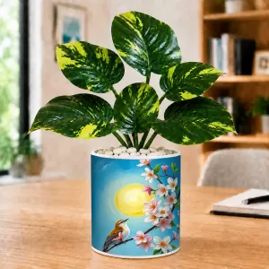 Artificial Tree Ceramic Photo Pot With White Stones 3x4 Inch (F165289) Artificial Tree Ceramic Photo Pot With White Stones 3x4 Inch (F165289)