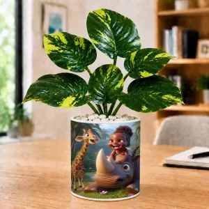 Artificial Tree Ceramic Photo Pot With White Stones 3x4 Inch (F165291) Artificial Tree Ceramic Photo Pot With White Stones 3x4 Inch (F165291)