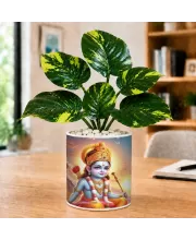 Artificial Tree Ceramic Photo Pot With White Stones 3x4 Inch (F165292)
