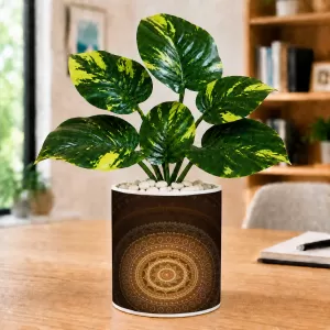 Artificial Tree Ceramic Photo Pot With White Stones 3x4 Inch (F165294)
