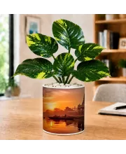 Artificial Tree Ceramic Photo Pot With White Stones 3x4 Inch (F165295)