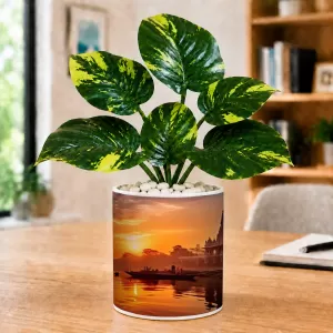 Artificial Tree Ceramic Photo Pot With White Stones 3x4 Inch (F165295) Artificial Tree Ceramic Photo Pot With White Stones 3x4 Inch (F165295)
